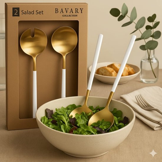 Set à Salade Design Doré et Blanc- Happy Muz Deco