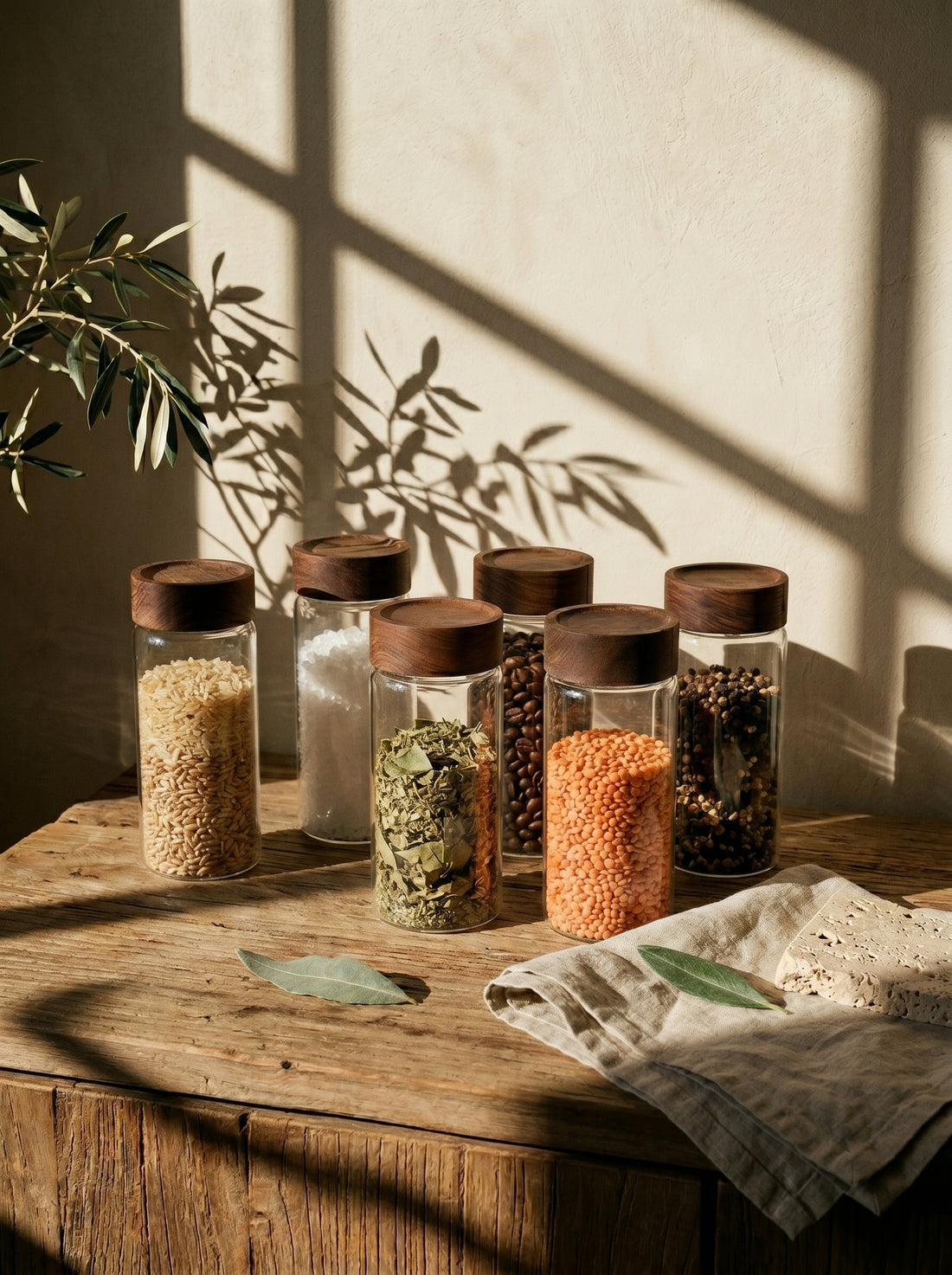 Lot de 6 pots à épices en bois d’acacia – 15 cm