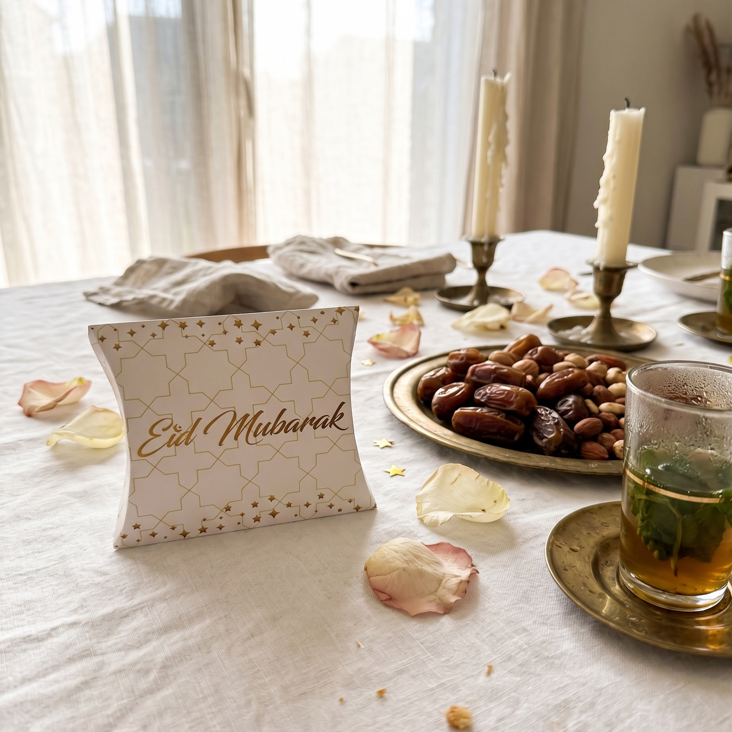 Boîtes à friandises Eid Mubarak - Blanc et doré
