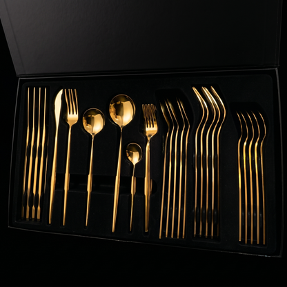 Set Complets de Couverts - Ménagère 36 pièces - Inox Doré