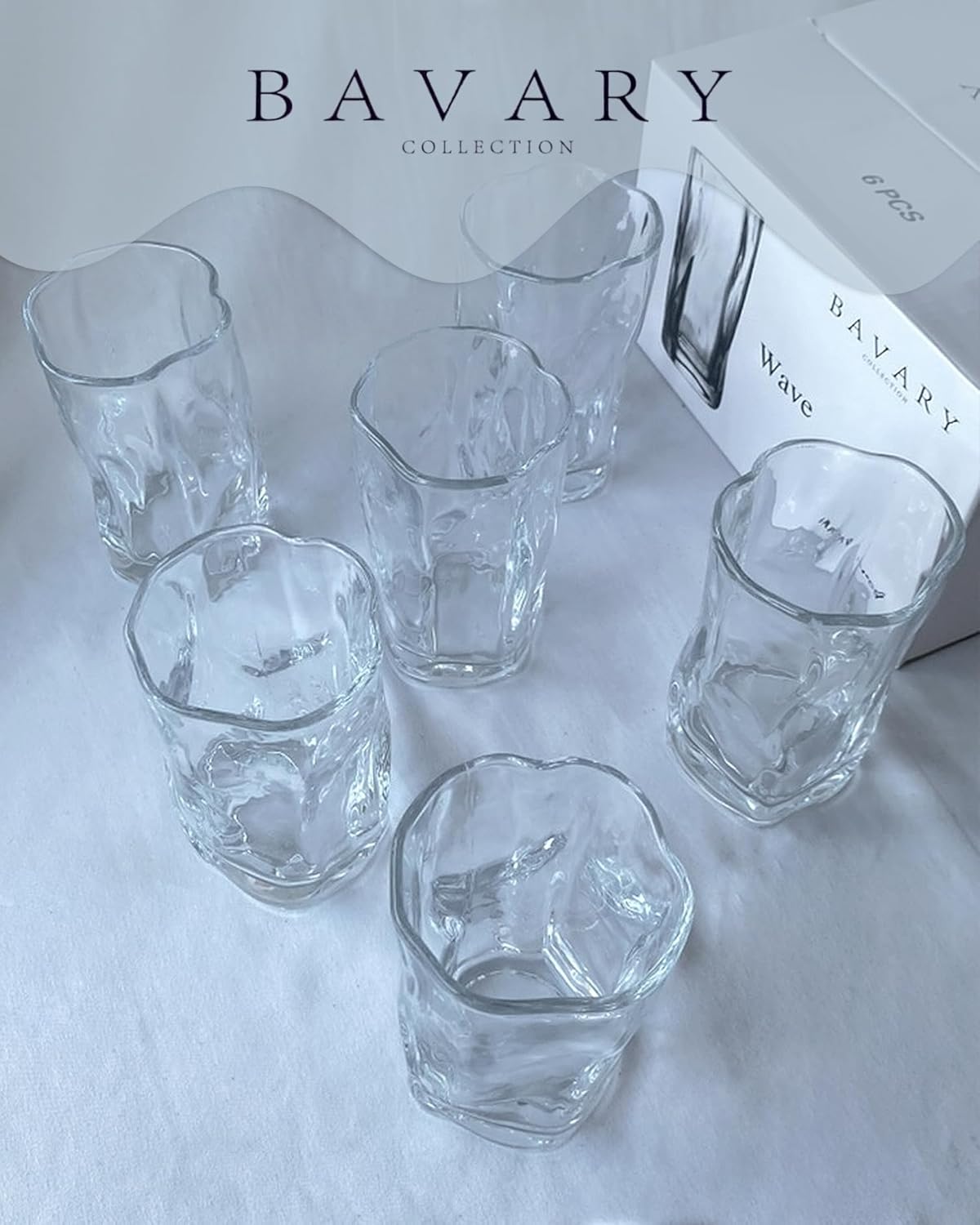 Lot de 6 Grands Verres Design Wave - Happymuzdeco