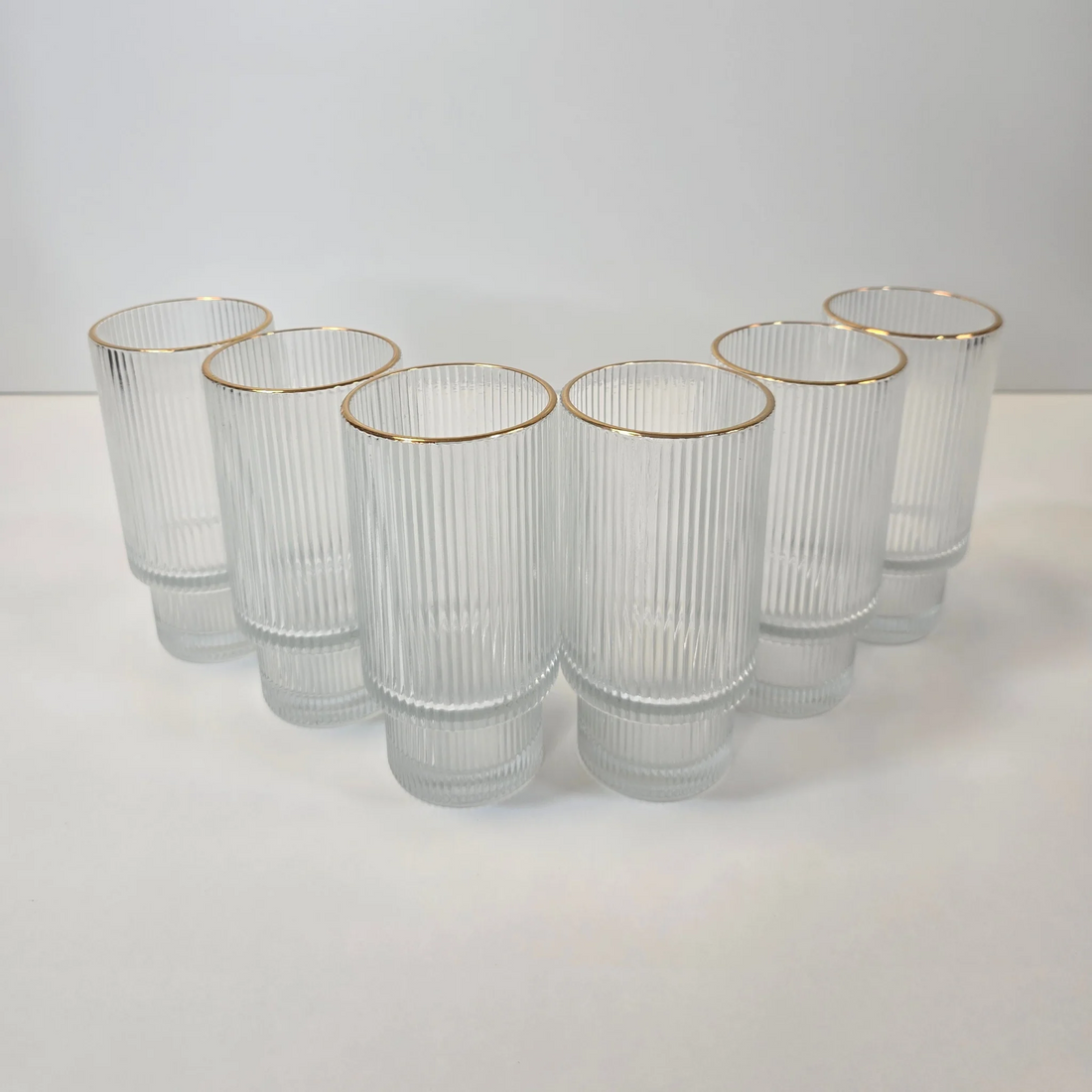 Lot de 6 grands Verres Lines – Liseré Doré - Happymuzdeco