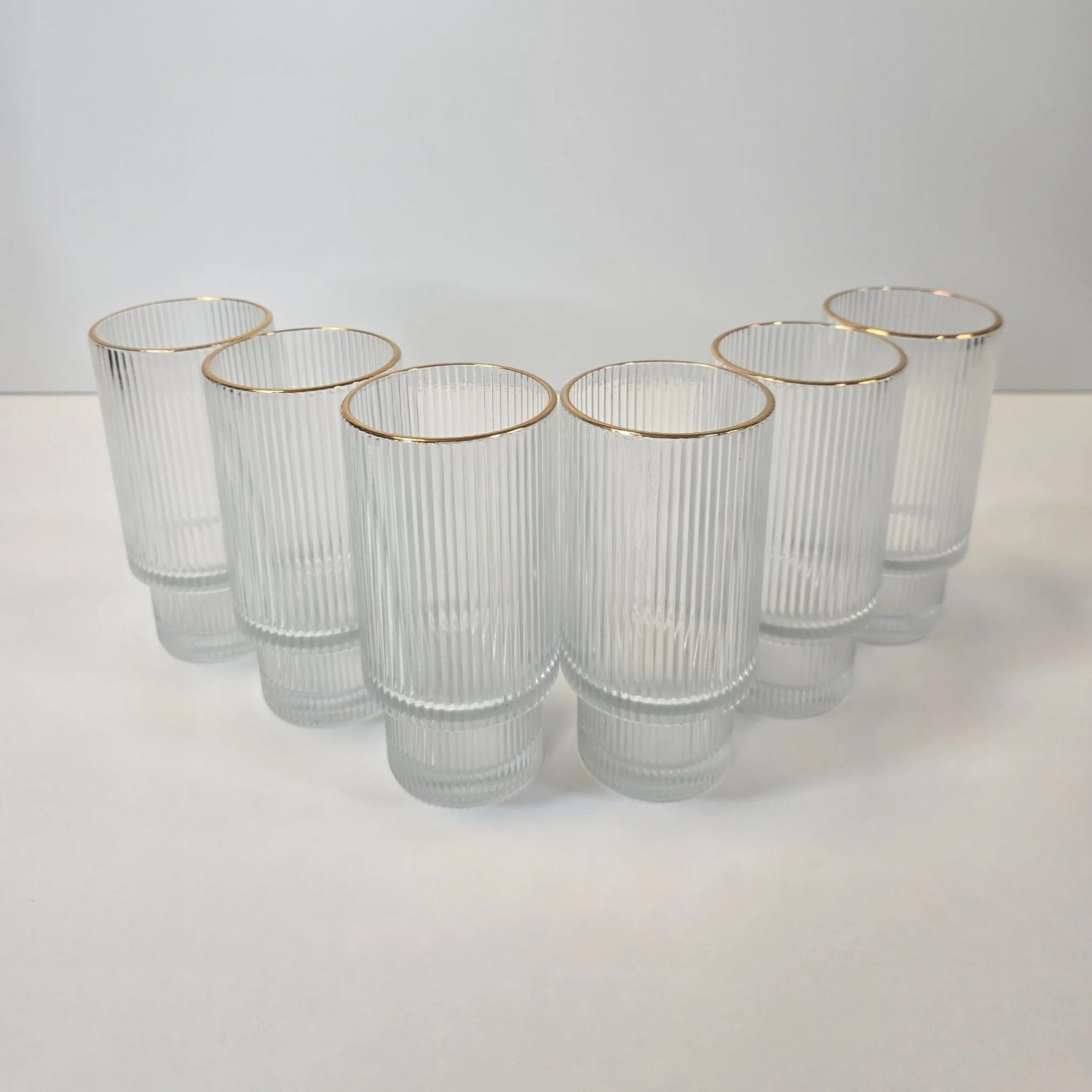 Lot de 6 grands Verres Lines – Liseré Doré - Happymuzdeco