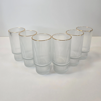 Lot de 6 grands Verres Lines – Liseré Doré - Happymuzdeco