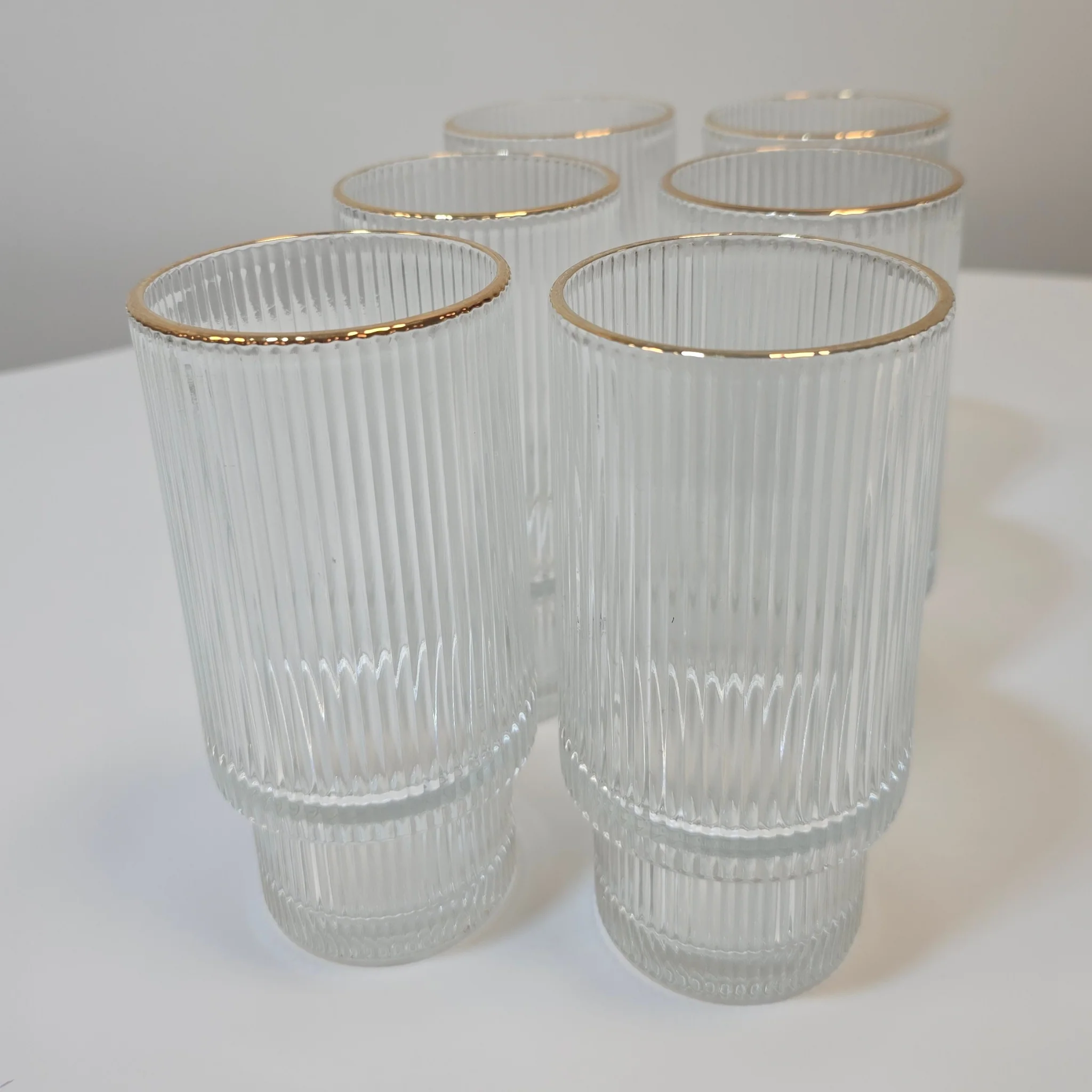 Lot de 6 grands Verres Lines – Liseré Doré - Happymuzdeco