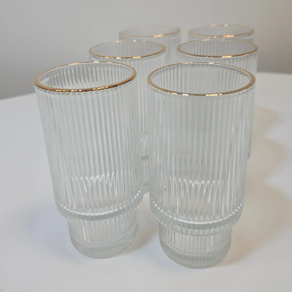 Lot de 6 grands Verres Lines – Liseré Doré - Happymuzdeco