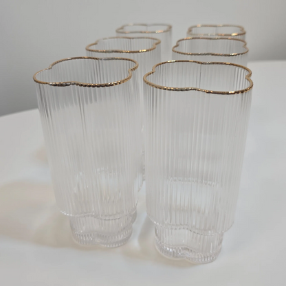 Lot de 6 Grands Verres Trèfle – Liseré Doré - Happymuzdeco