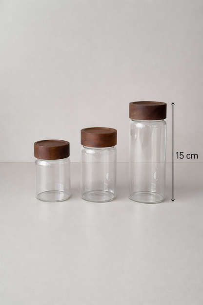 Lot de 6 pots à épices en bois d’acacia – 15 cm - Happymuzdeco