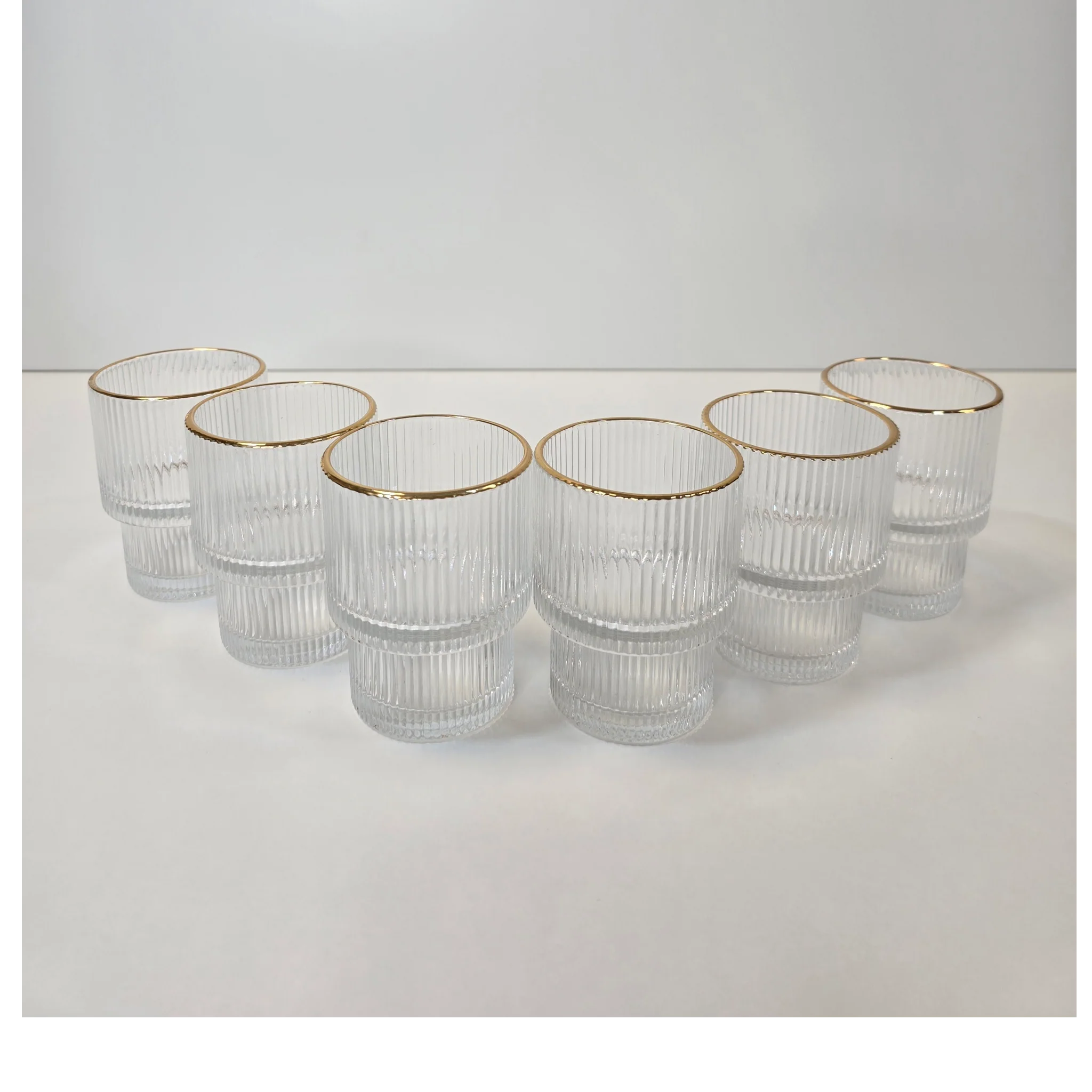 Lot de 6 petit Verres Lines - Liseré Doré - Happymuzdeco