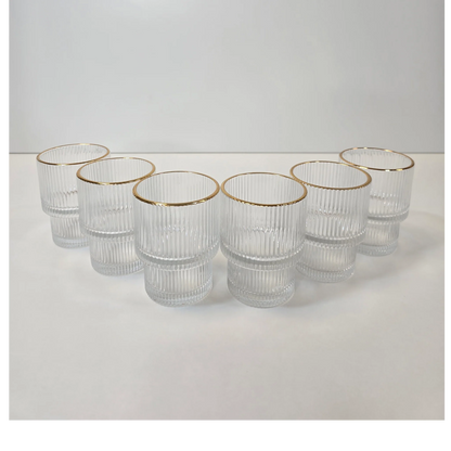 Lot de 6 petit Verres Lines - Liseré Doré - Happymuzdeco