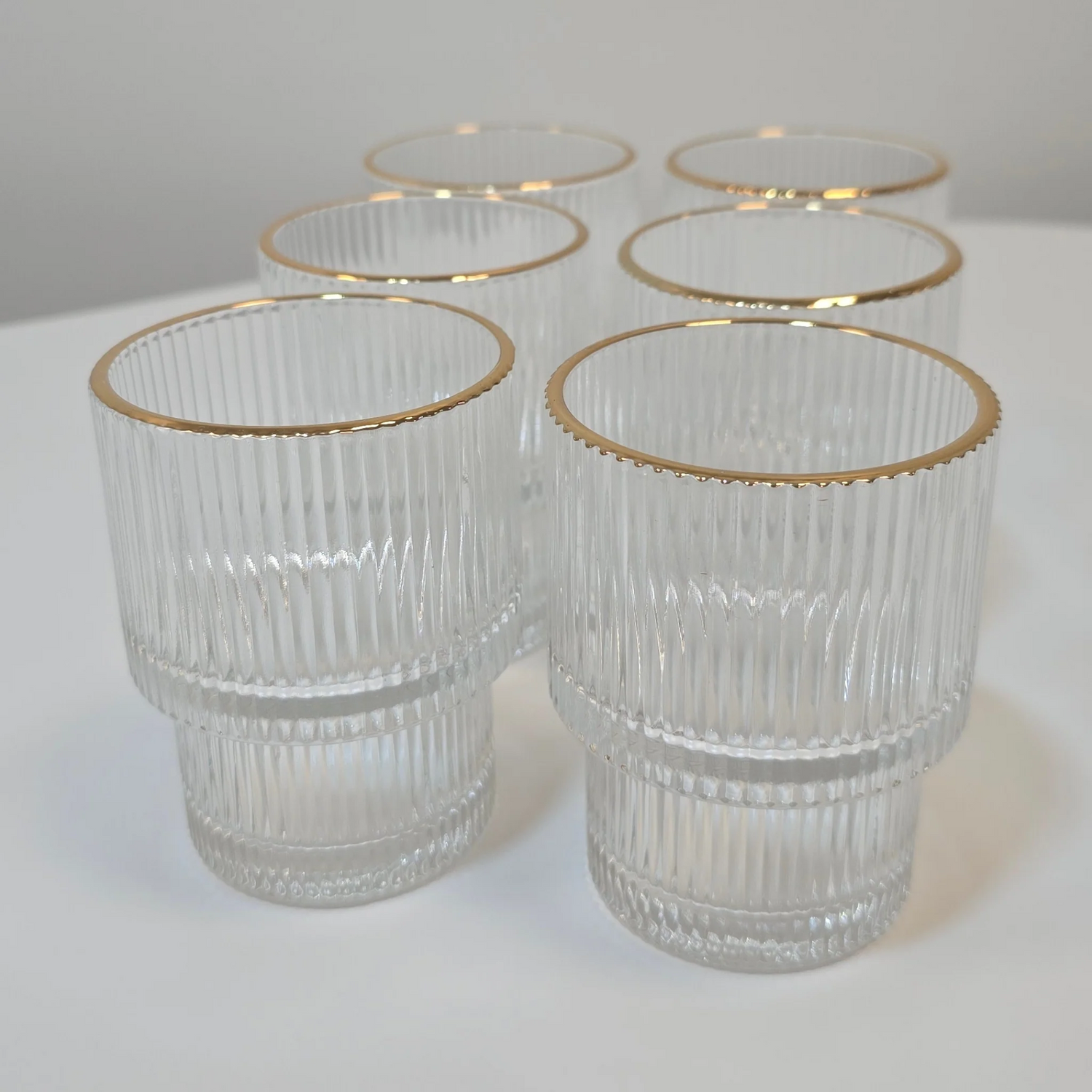 Lot de 6 petit Verres Lines - Liseré Doré - Happymuzdeco