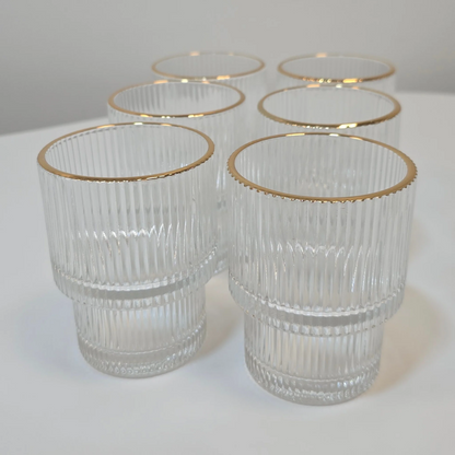 Lot de 6 petit Verres Lines - Liseré Doré - Happymuzdeco