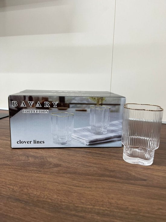 Lot de 6 Petits Verres Trèfle – Liseré doré - Happymuzdeco