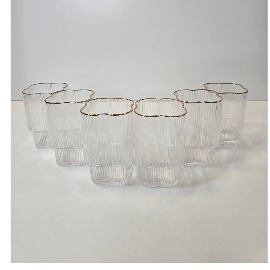 Lot de 6 Petits Verres Trèfle – Liseré doré - Happymuzdeco