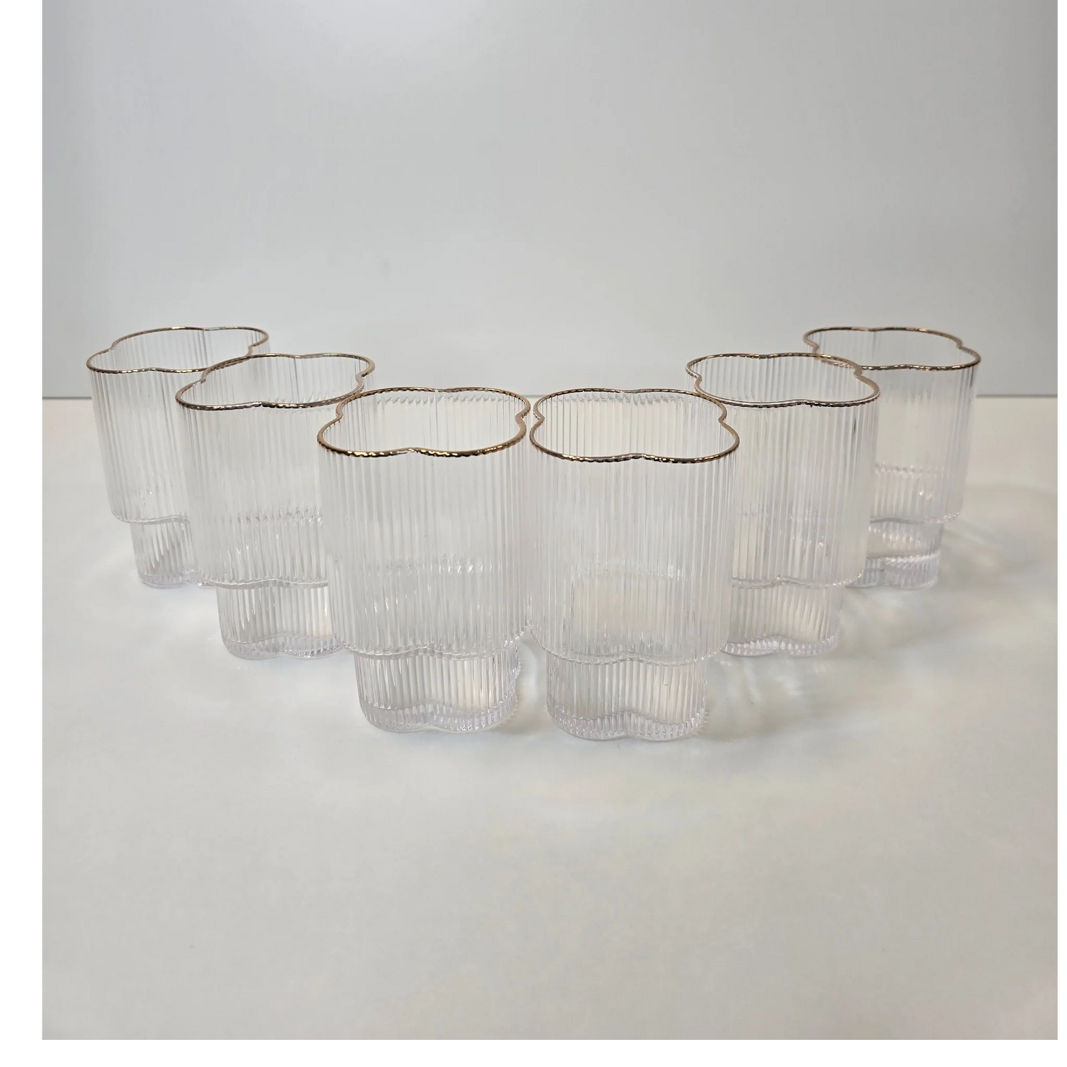 Lot de 6 Petits Verres Trèfle – Liseré doré - Happymuzdeco