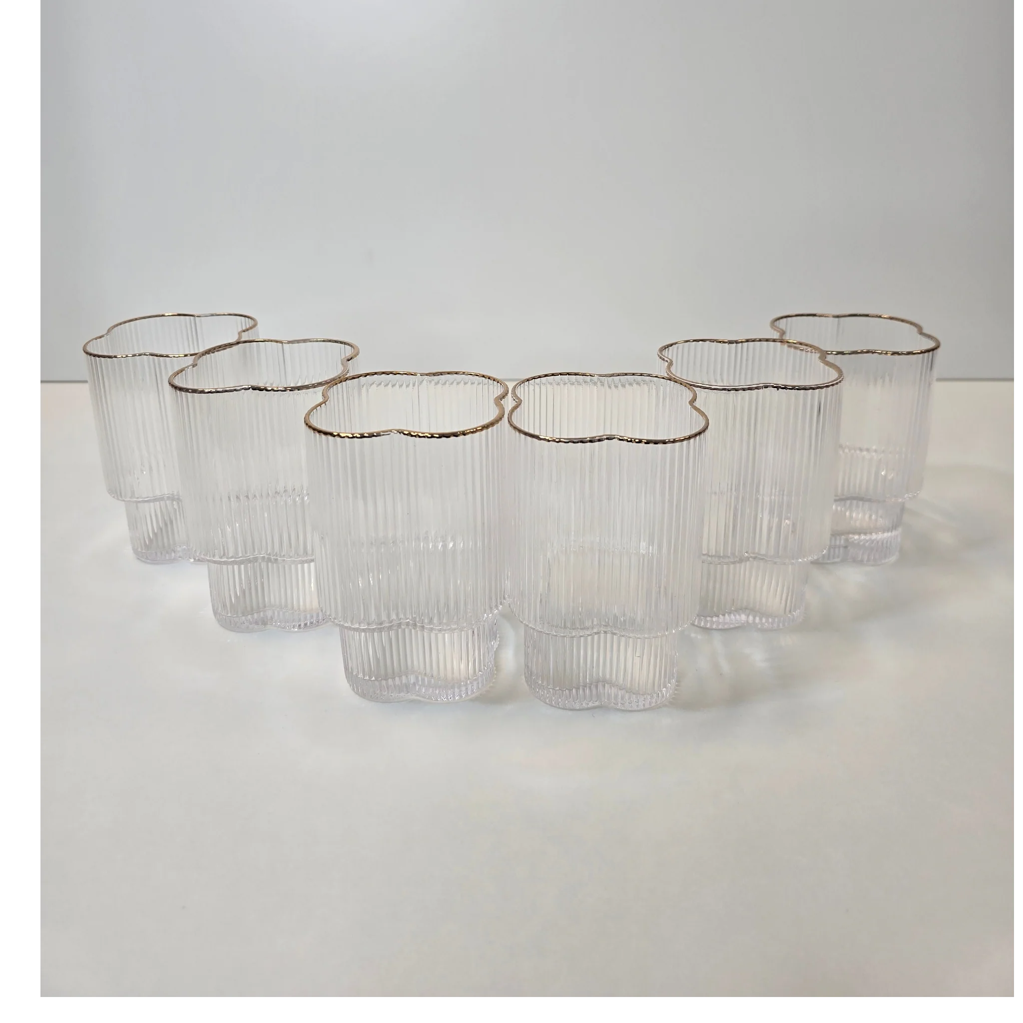 Lot de 6 Petits Verres Trèfle – Liseré doré - Happymuzdeco