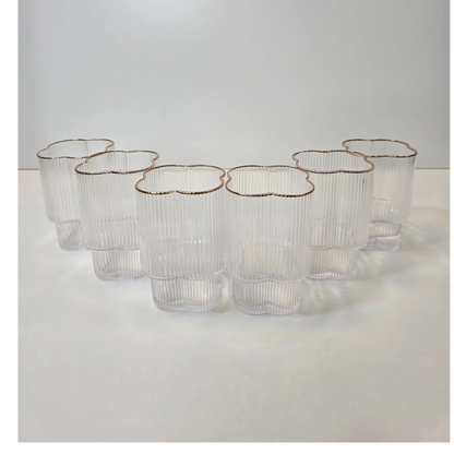 Lot de 6 Petits Verres Trèfle – Liseré doré - Happymuzdeco