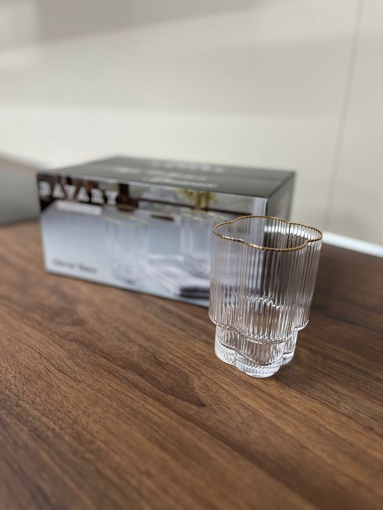 Lot de 6 Petits Verres Trèfle – Liseré doré - Happymuzdeco