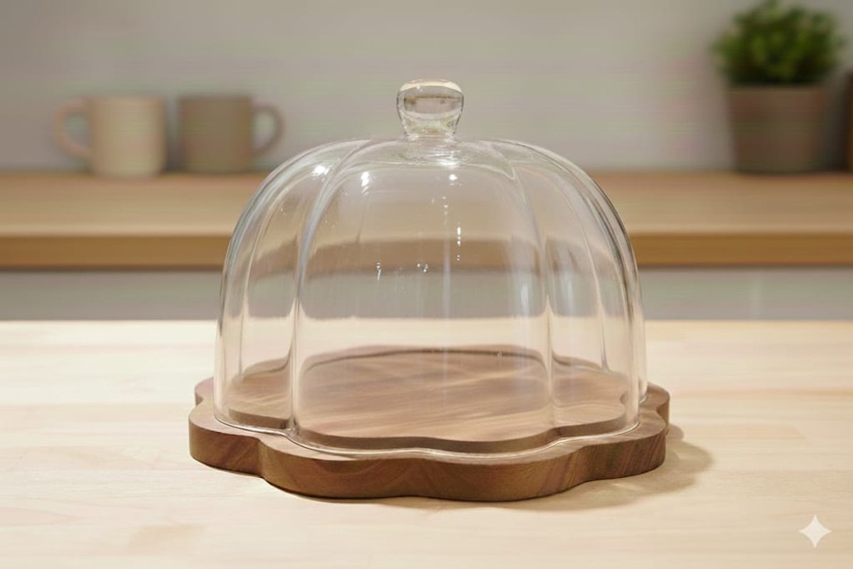 Plateau à gâteau en bois d’acacia – 26 cm - Happymuzdeco