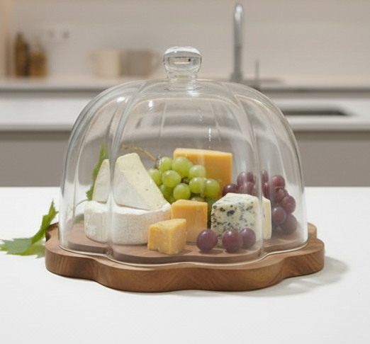 Plateau à gâteau en bois d’acacia – 26 cm