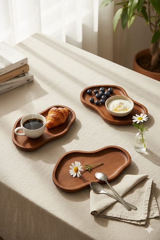 Lot de 3 plateaux en bois d’acacia - Happymuzdeco