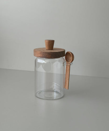 Pot de cuisine en bois d’acacia – Rangement alimentaire - Happymuzdeco