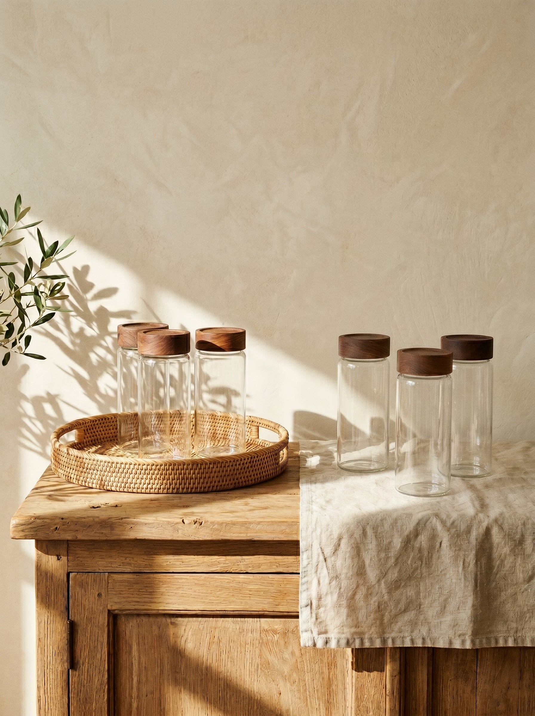 Lot de 6 pots à épices en bois d’acacia – 15 cm