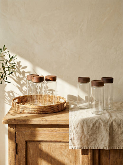 Lot de 6 pots à épices en bois d’acacia – 15 cm