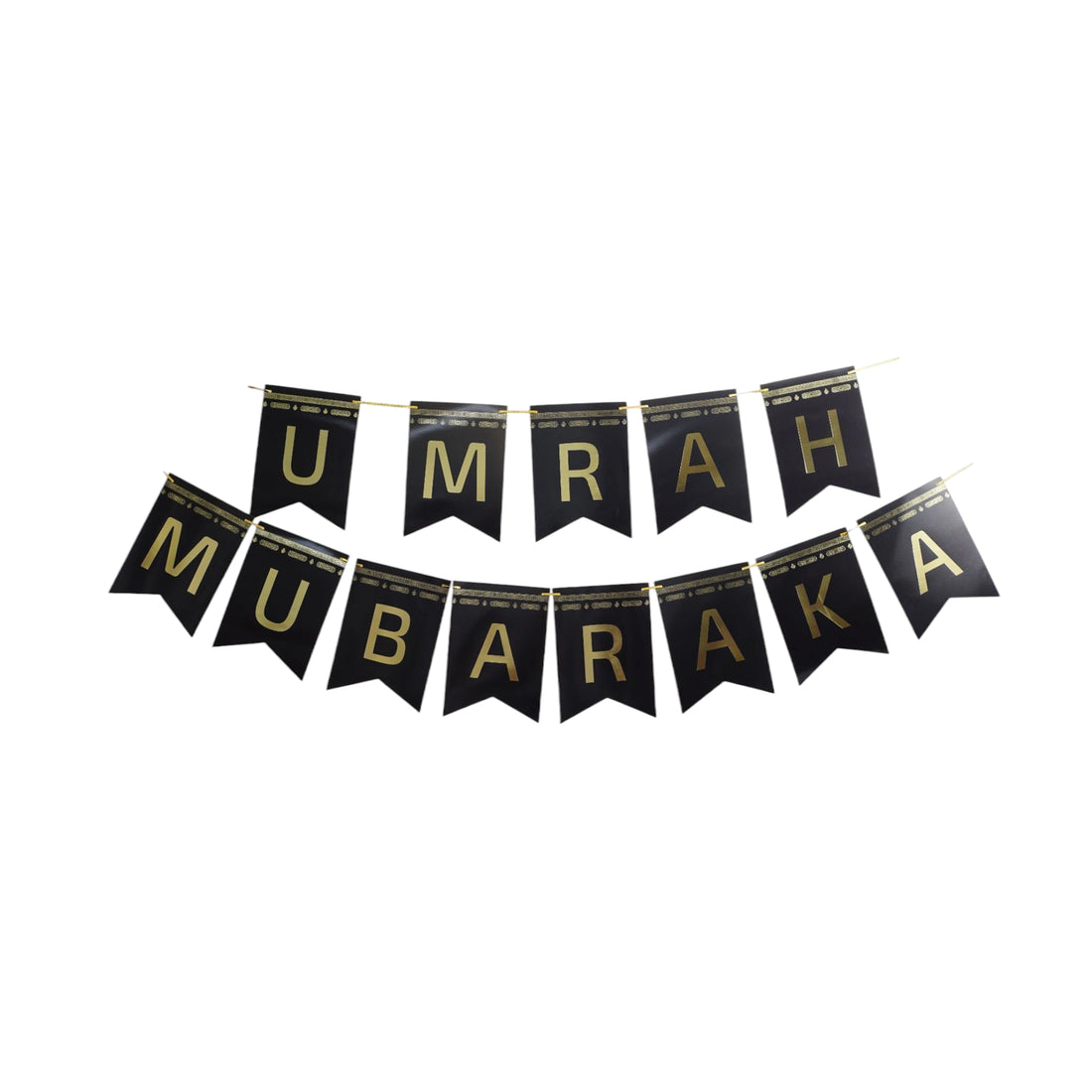 Banderole bannière Umrah Mubaraka - Noir et doré
