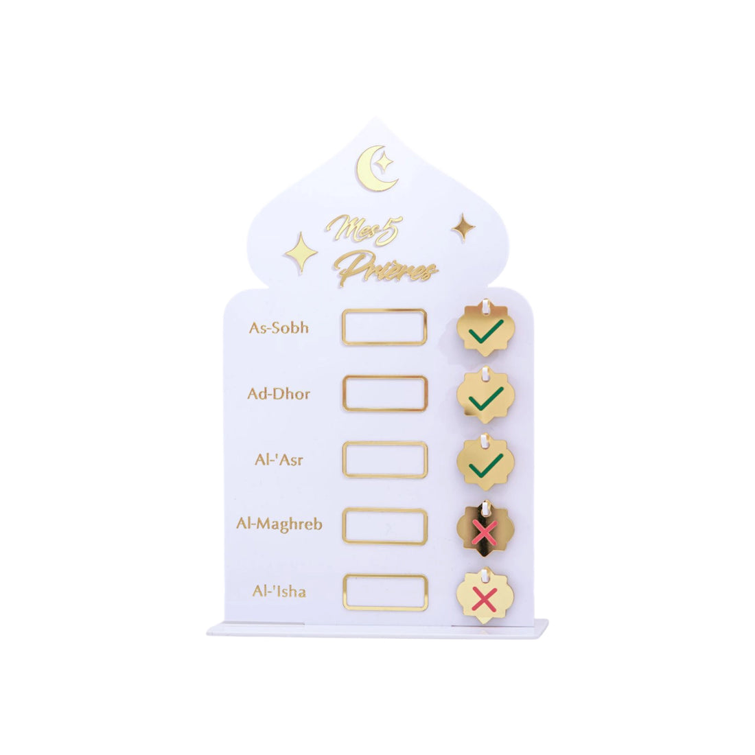 Déco en Acrylique - Salat Tracker - Blanc et Doré
