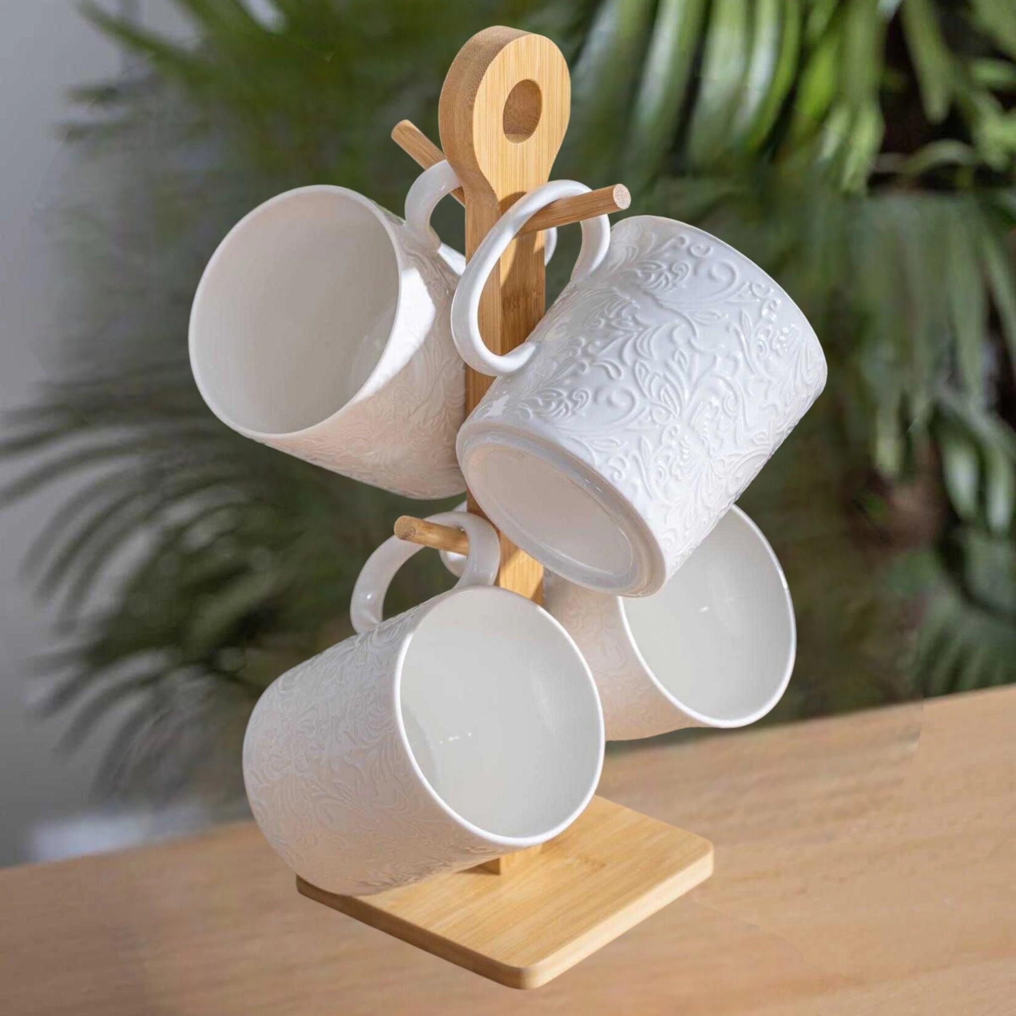 Support porte-tasse en bois avec mugs Camélia