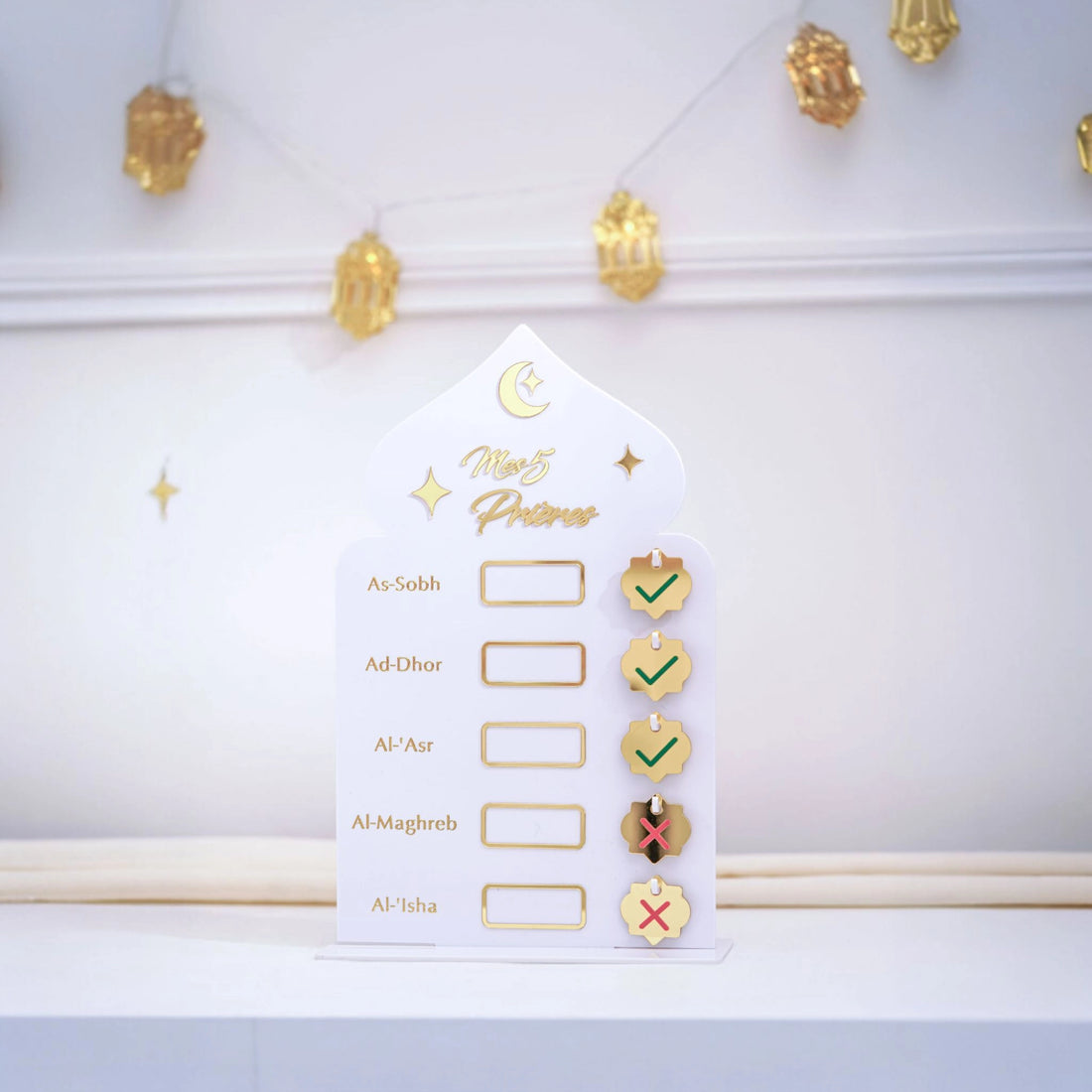 Déco en Acrylique - Salat Tracker - Blanc et Doré