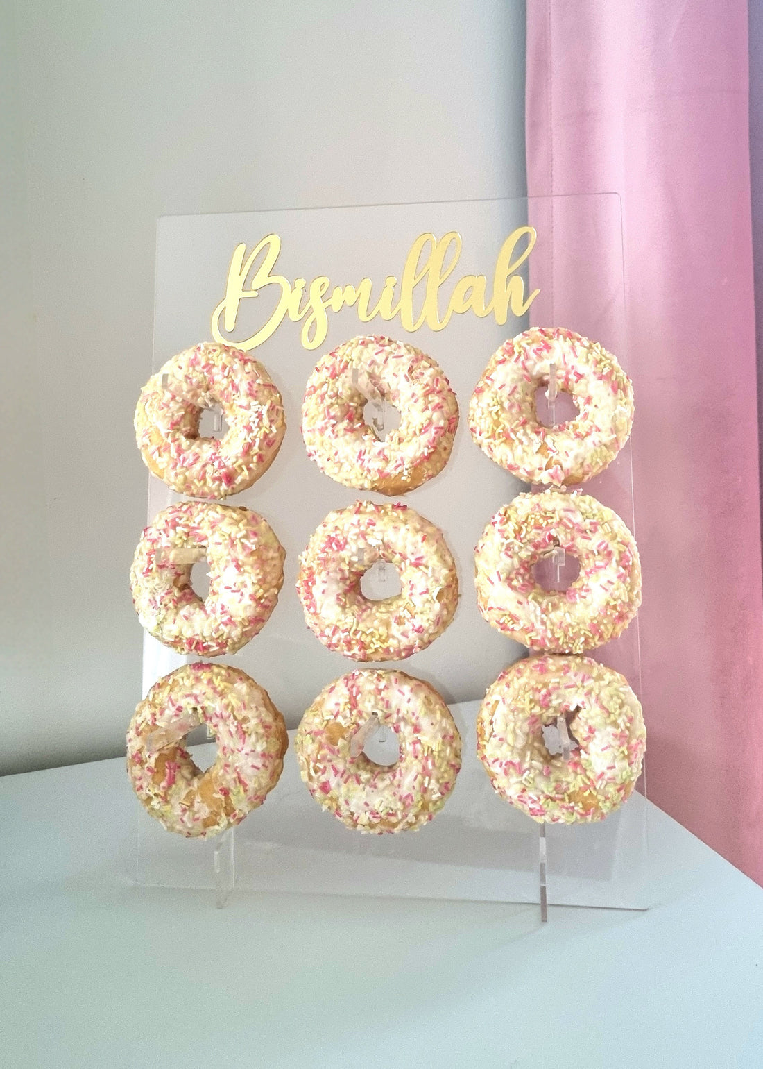 Présentoir à donuts Bismillah - Transparent et doré