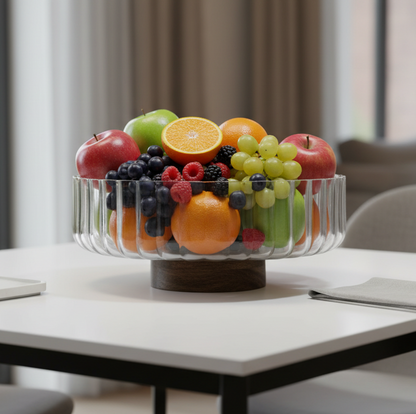 Saladier avec support en bois d’acacia – 26 cm