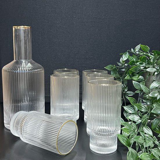 Service carafe et verres – Liseré doré - Happymuzdeco