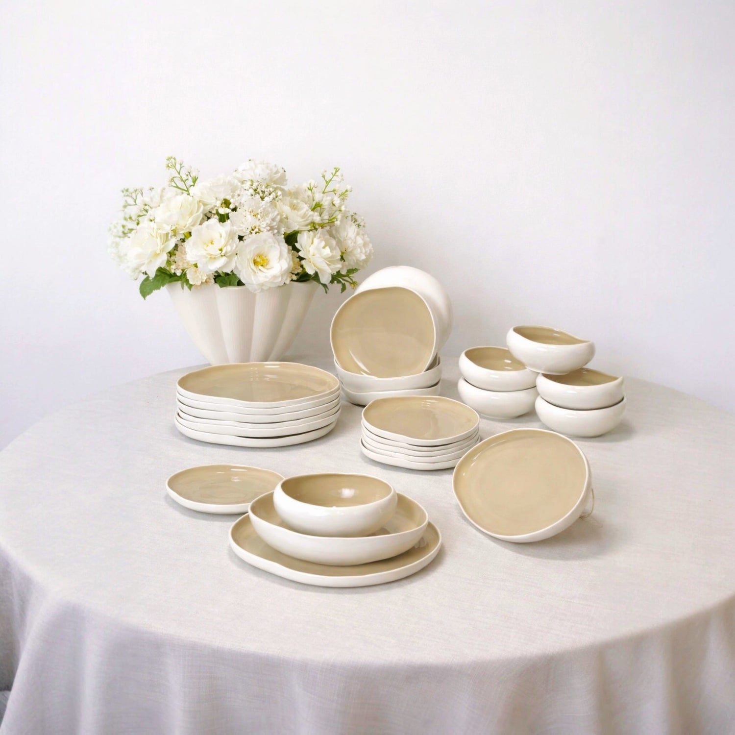 Services de vaisselles Capital Blanc et Beige – 24 Pièces