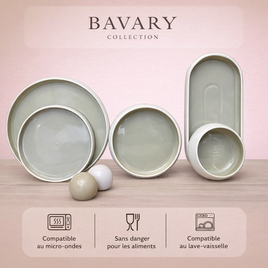 Service de vaisselle Chubby Blanc et Beige – 27 Pièces - Happymuzdeco