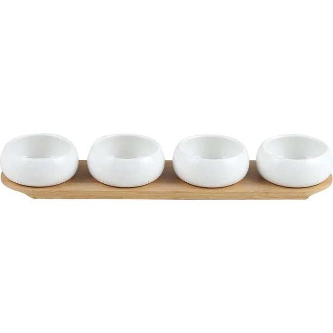 Set de bols apéritif Chubby avec support en bambou - Happymuzdeco