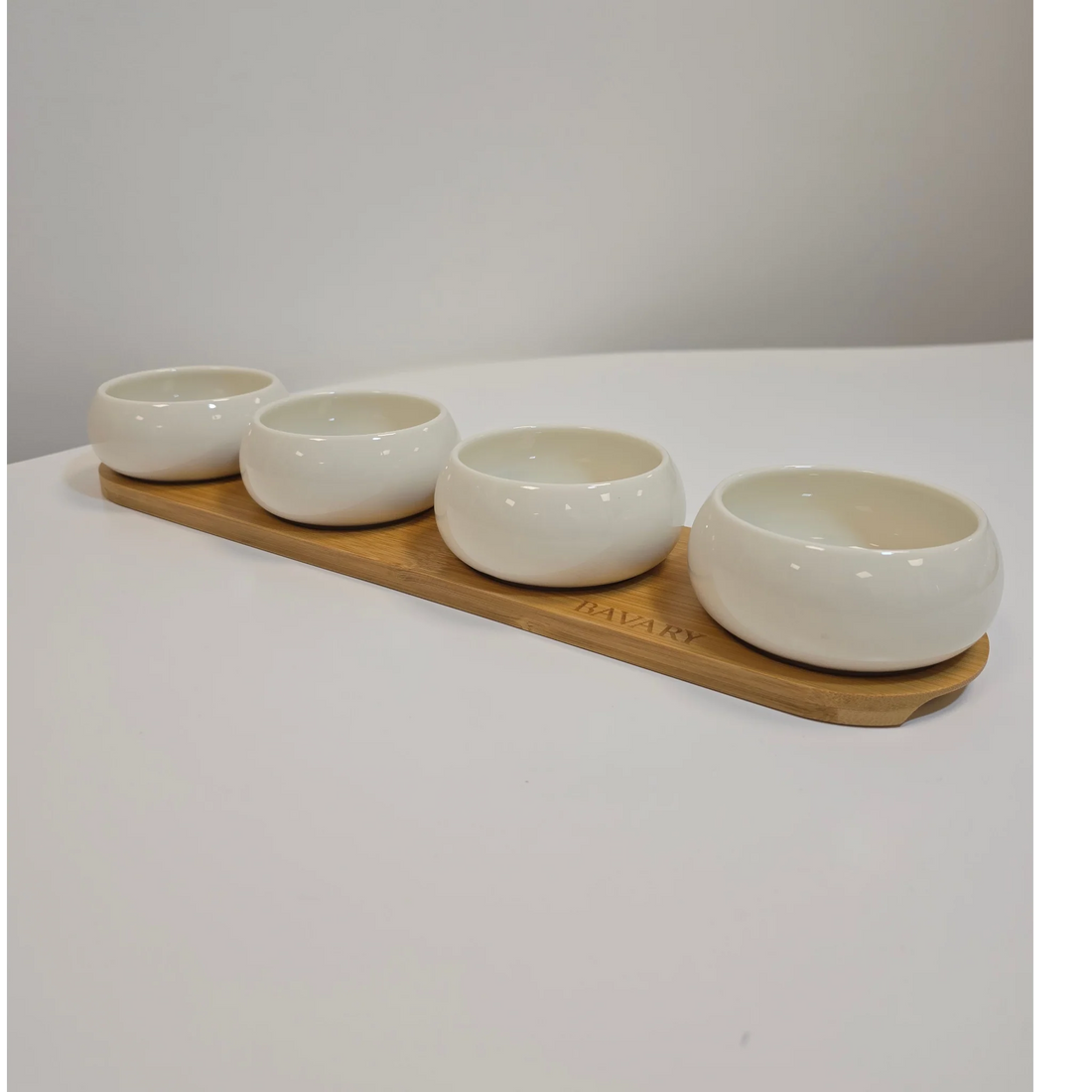 Set de bols apéritif Chubby avec support en bambou - Happymuzdeco