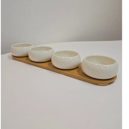 Set de bols apéritif Chubby avec support en bambou - Happymuzdeco