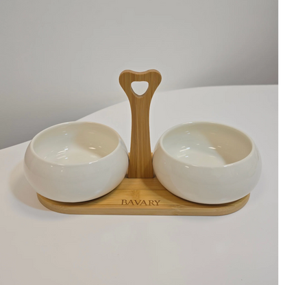 Set de bols apéritif Chubby avec support en bambou - Happymuzdeco