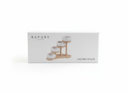 Set de bols apéritif Chubby avec support en bambou - Happymuzdeco