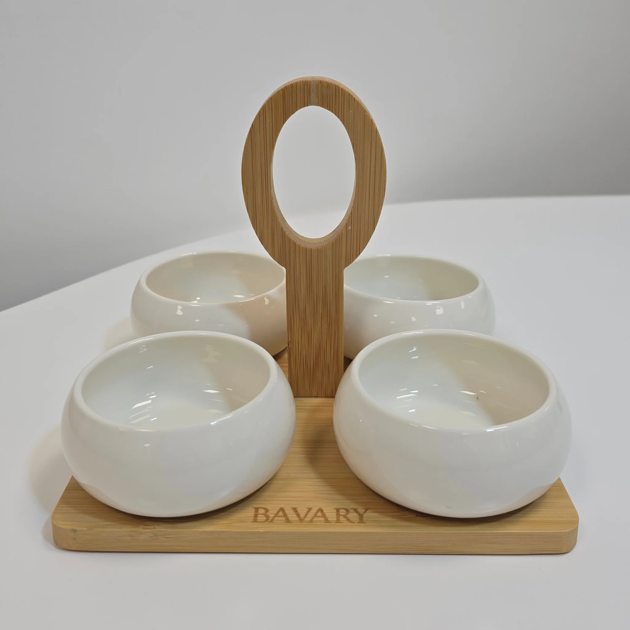 Set de bols apéritif Chubby avec support en bambou - Happymuzdeco