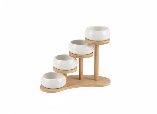 Set de bols apéritif Chubby avec support en bambou - Happymuzdeco