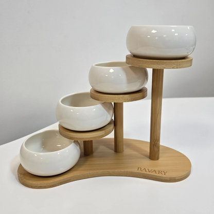 Set de bols apéritif Chubby avec support en bambou - Happymuzdeco