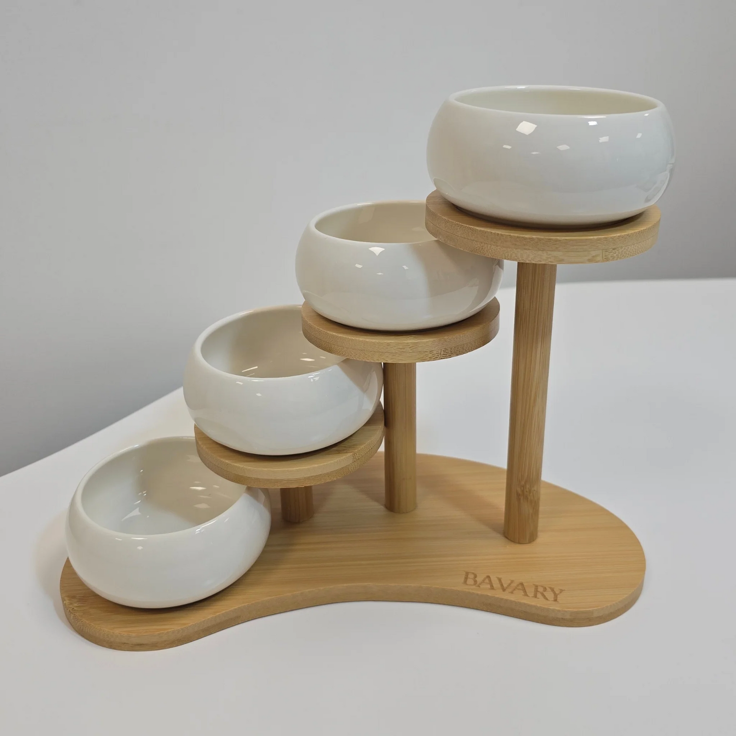 Set de bols apéritif Chubby avec support en bambou - Happymuzdeco