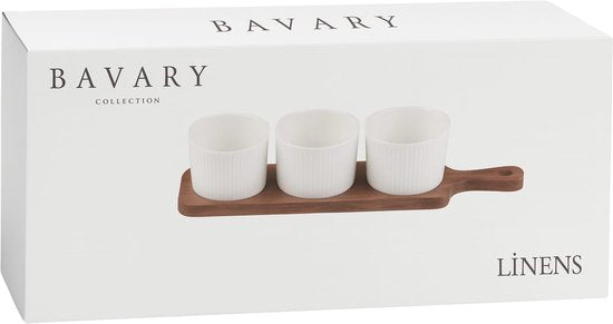 Set de bols apéritif avec support en bois d’acacia - Happymuzdeco