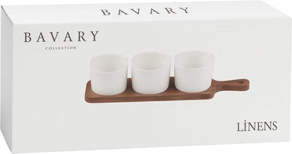 Set de bols apéritif avec support en bois d’acacia - Happymuzdeco