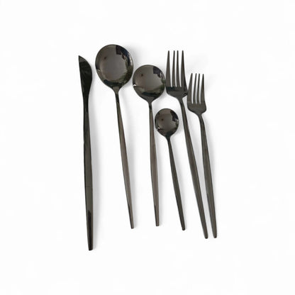 Set Complets de Couverts - Ménagère 36 pièces - Inox Anthracite - Happymuzdeco
