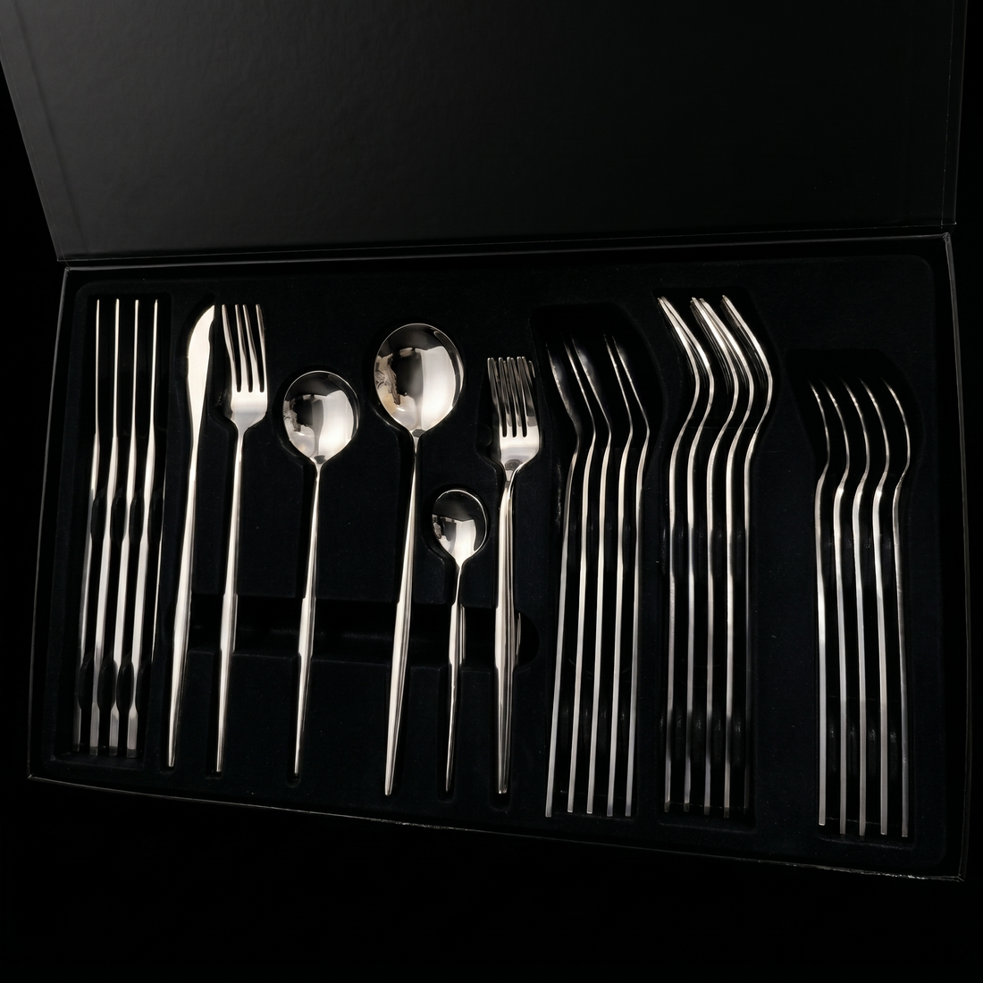 Set Complets de Couverts - Ménagère 36 pièces - Inox Anthracite